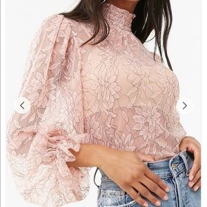 Blush Sheer Chiffon Blouse Size Small